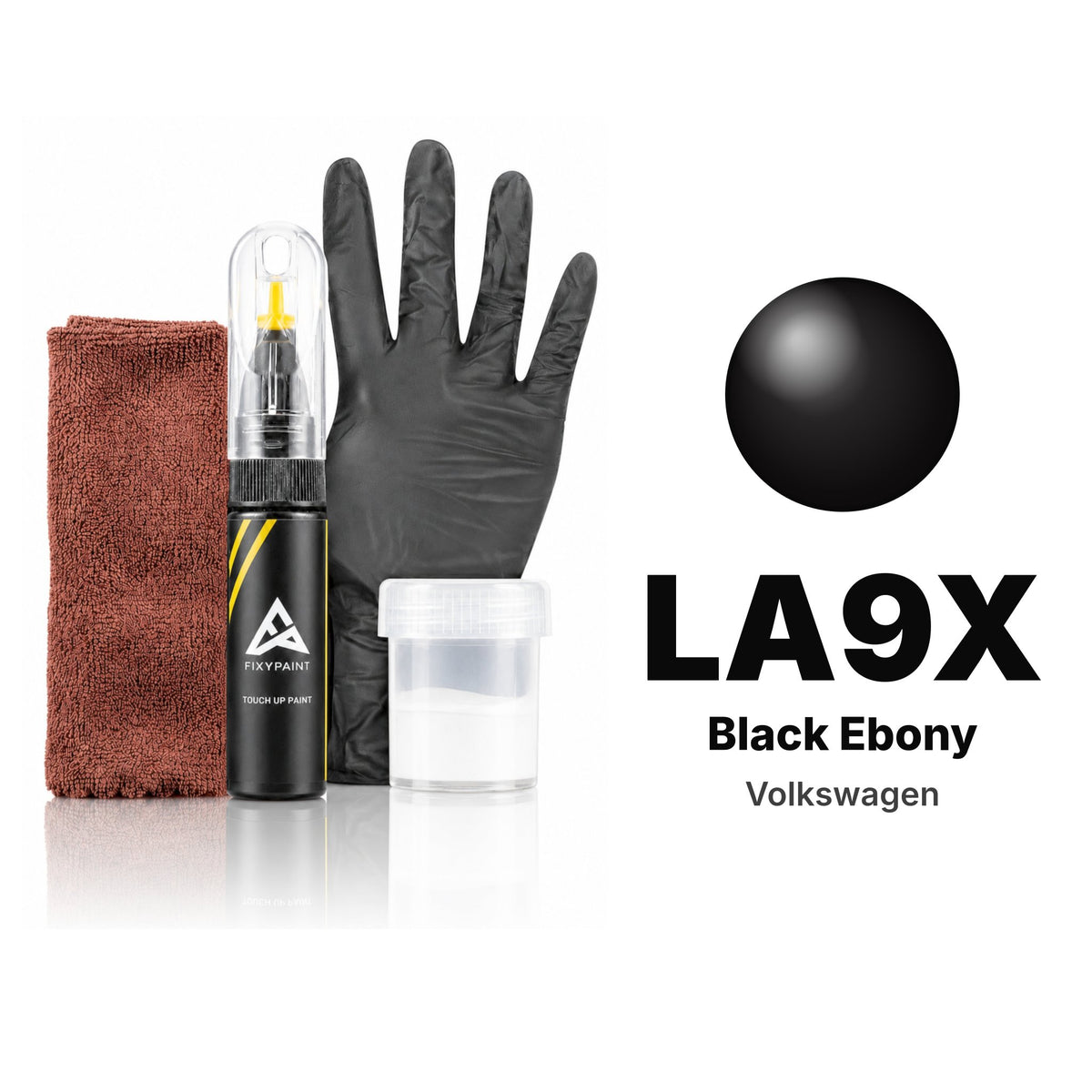 Touch-up paint for Volkswagen LA9X Black Ebony, Complete kit