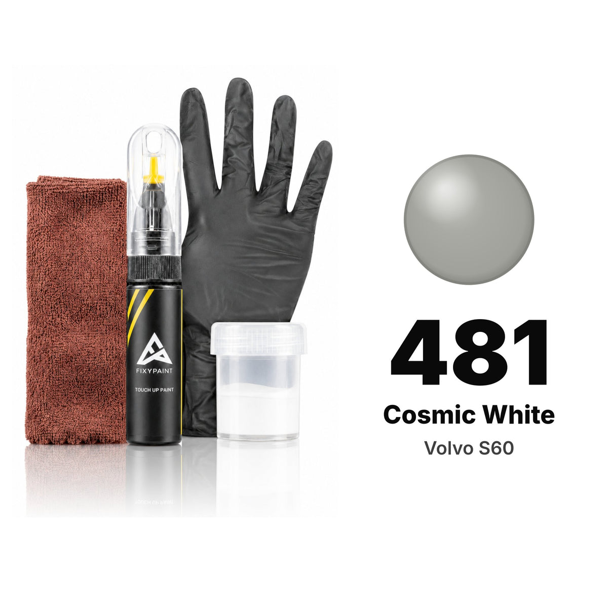 Touch-up paint for Volvo S60 481 Cosmic White, Complete kit