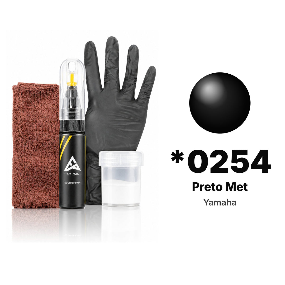 Touch-up paint for Yamaha *0254 Preto Met, Complete kit